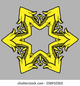 Colorized hand drawn vector ornament for creative use in design