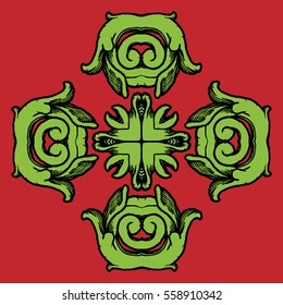 Colorized hand drawn vector ornament for creative use in design