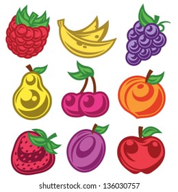 Colorized Stylized Fruit Icons