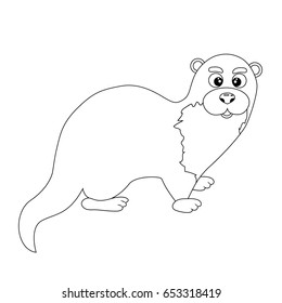 Colorles funny cartoon otter. Vector illustration. Coloring page. Preschool education. 