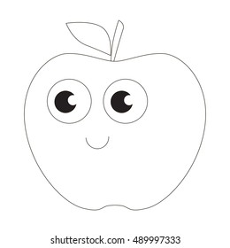 Colorless Apple Be Colored Cartoon Outlined Stock Vector (Royalty Free ...