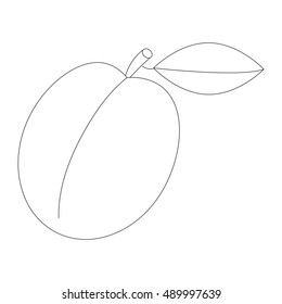 Colorless apricot to be colored. Outlined fruit with black stroke. - Shutterstock ID 489997639