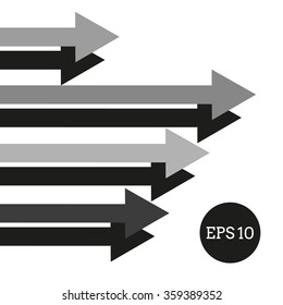 colorless arrows of different lengths directed to the right