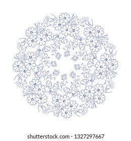 the colorless background of floral outline pattern, vector contour 