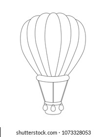 Colorless  cartoon air balloon. Vector illustration isolated on white background.