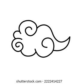 Colorless cloud line art vector isolated white background