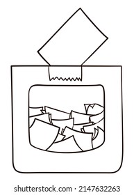 Colorless design of electoral ballot box with vote in the top and view of its interior for a transparent window.