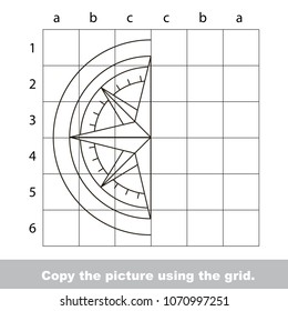 Colorless educational game with simple game level - copy the picture. Pirate Compass.