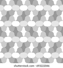 Colorless figures tessellation background. Image with floral shapes. Ethnic mosaic tiles motif. Ancient seamless surface pattern design with interlocking oriental ornament. Abstract wallpaper. Vector.