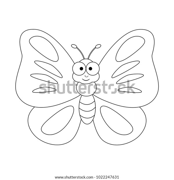 Colorless Funny Cartoon Butterfly Vector Illustration Stock Vector ...