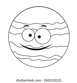 Colorless  funny cartoon jupiter. Vector illustration. Coloring page. Preschool education.  Vector planet.