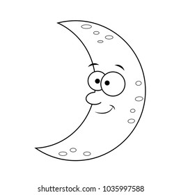 Colorless Funny Cartoon Moon Vector Illustration Stock Vector (Royalty ...