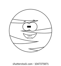 Colorless  funny cartoon pluto  planet. Vector illustration. Coloring page. Preschool education. 