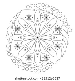 Colorless mandala pattern for coloring or decoration.