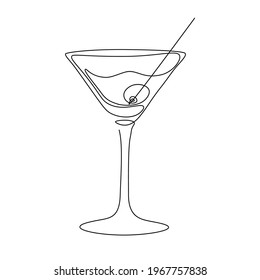 colorless martini glass with olive