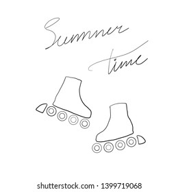 Colorless rollers and inscription “summer time”. Vector illustration