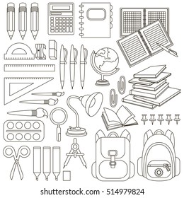 The colorless set of stationery and office tools.