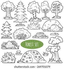 Colorless vector set of forest items