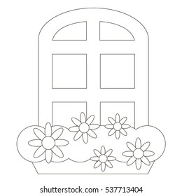 Colorless Window cartoon. Outlined object with black stroke.