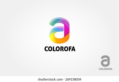Colorofa Vector Logo Template. abstract colorful "a" letter logo design for business company in low poly art style with trendy long shadow