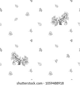 Colorpage floral background with leaves, birds and flowers pattern, vector illustration. Seamless vector pattern.