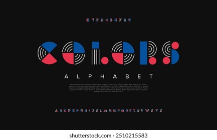 Cores abstratas fontes do alfabeto urbano moderno. Tipografia esporte simples, tecnologia ou moda fonte de logotipo criativo futurista digital. ilustração vetorial