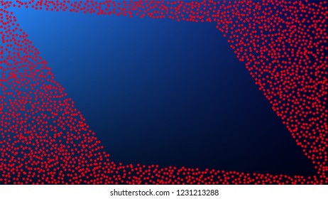 Colors of American Flag. USA Independence Day.  Red, Blue and White Stars on Blue Gradient Background. Invitation Background. Banner, Christmas and New Year card, Postcard, Packaging, Textile Print.