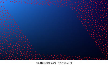 Colors of American Flag. USA Independence Day.  . Abstract Background with Many Random Falling Stars Confetti on Blue Background. 