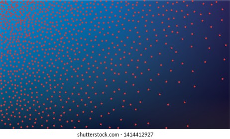 Colors of American Flag. USA Independence Day.  Red, Blue and White Stars on Blue Gradient Background. Invitation Background. Banner, Christmas and New Year card, Postcard, Packaging, Textile Print.