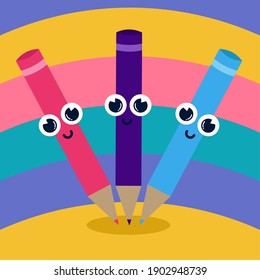 Colors Back to school in blue Backgorund animated icon- Vector