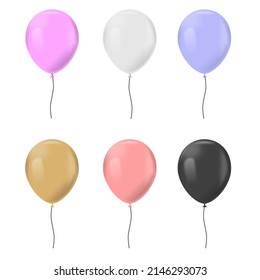 Globos de colores sobre fondo blanco. Conjunto de vectores.