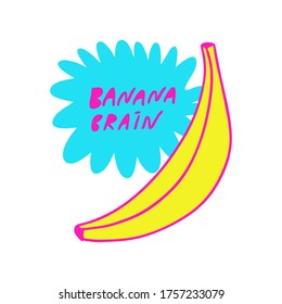 Colors banana emblem isolated on a white background in the Doodle style. Vector illustration for your fabric or clothing.