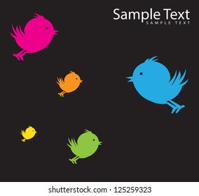 Colors bird over black background vector illustration
