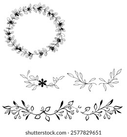 The colors in a calligraphic botanical set tend to be muted and soft. Pastels like blush pinks, light greens, and gentle blues are common, along with earthy tones like taupes and creams. Metallic touc
