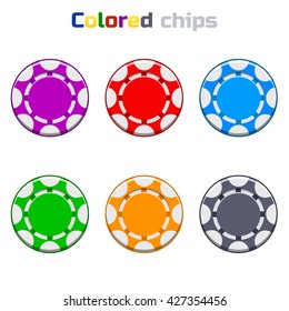 Colors Cartoon Poker Chips in vector image