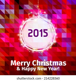 Colors Christmas geometric frame, vector illustration