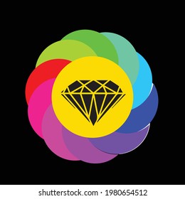 Colors circle with diamond vector art.