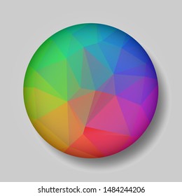 Colors Circle Low poly crystal background. Polygon design pattern. Colors Low poly vector illustration, low polygon background.