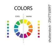 Colors. Color theory wheel. Cool and Warm colors.