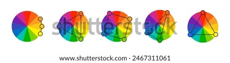 Colors combinations on color wheel. Design helpful scheme.