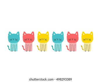 Colors cute cats, vector illustration