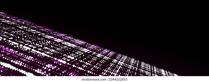 Colors dots texture with noise effect. Abstract halftone background. Vector glitch backdrop. Digital screen with matrix or binary code.