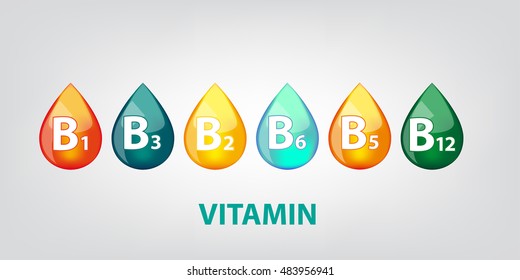 Colors Drop Of Vitamins B Elements Set Vector Illustration