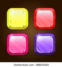 Colors game blocks  for match 3 or puzzle game. Different shapes and colors.Vector game ui.