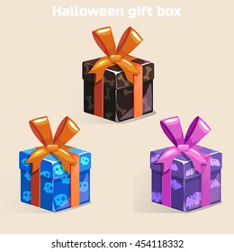 Colors Halloween Gift Box In Vector Set
