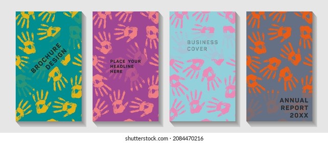 Colors hands Cultural Diversity Day web banner illustration of colorful human hand prints for social support and unity.