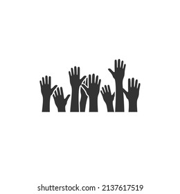 Colors hands up flat style vector