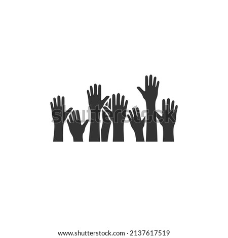 Colors hands up flat style vector