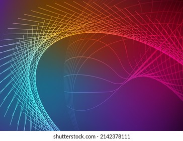 Colores fondo de plantilla horizontal con gradiente luminoso bellas líneas onduladas para afiche de temas brillantes, banner de negocios digital, invitación oficial, portada de página y folleto. Vector EPS10