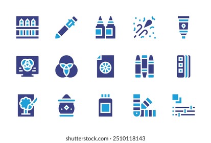 Colors icon set. Duotone color. Vector illustration. Containing rgb, colorpencils, multicolor, colour, colorscheme, colors, inks, crayons, painttube.